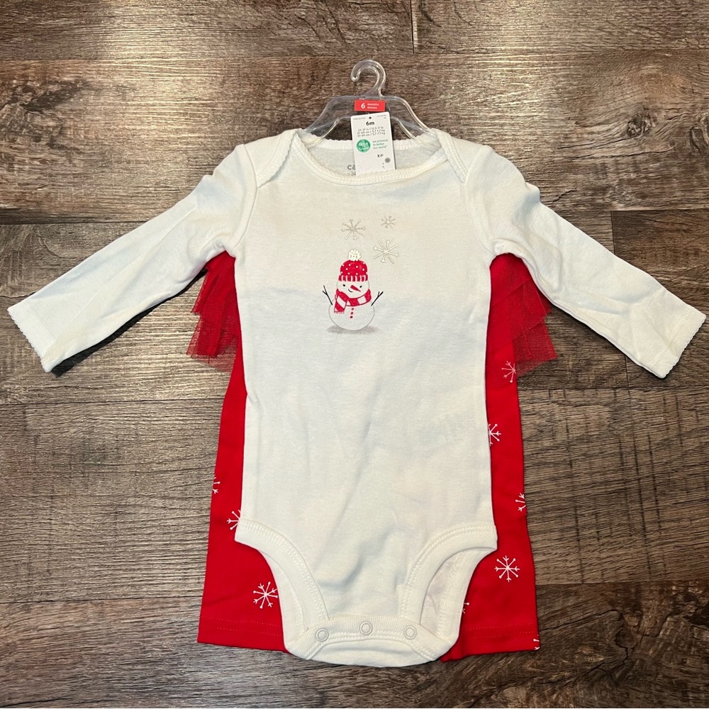 NWT Carters Baby Girl Snowman Christmas Outfit